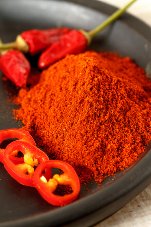 Fresh and dry chilli pepper, close upの写真素材