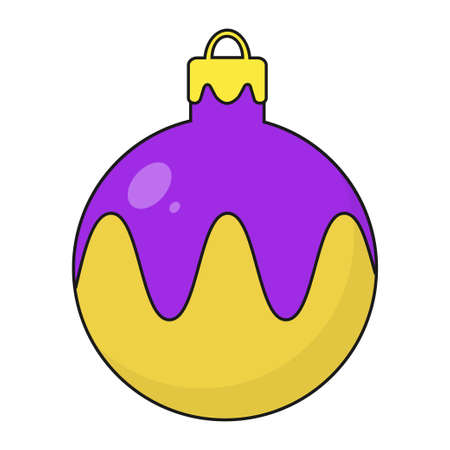 Shiny Christmas ball. Cute cartoon christmas ball isolated on white background. winter symbol. Christmas or New Year design element for decoration, poster, banner, education card. vector in flat styleのイラスト素材