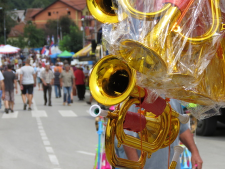 Guca, Serbia, August 11, 2018. 57th Trumpet Festival in Guca. Worldwide known music festival in...