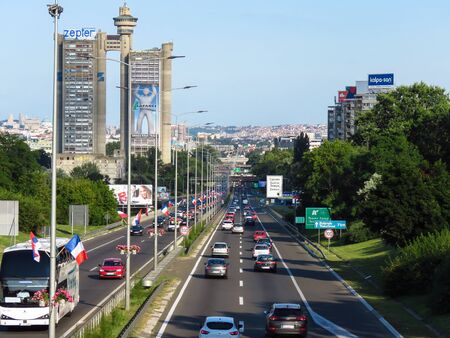 Belgrade, Serbia. July 16 2019. Traffic on highway E-75.のeditorial素材