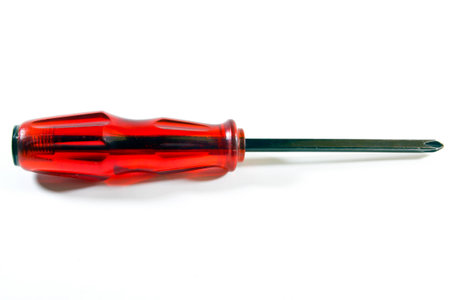 Red professional screwdriver on white backgroundの写真素材
