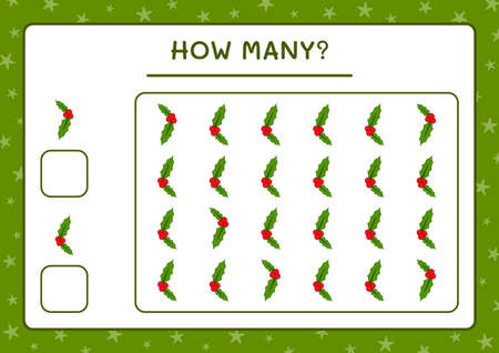 How many holly berry, game for children. Vector illustration, printable worksheetのイラスト素材
