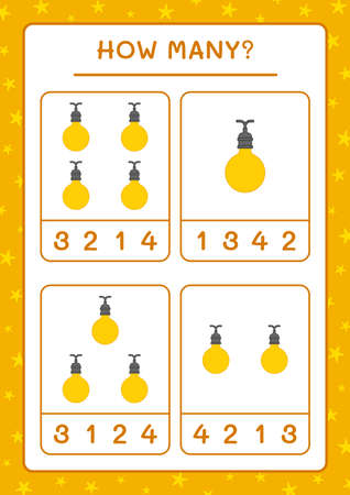 How many christmas light, game for children. Vector illustration, printable worksheetのイラスト素材