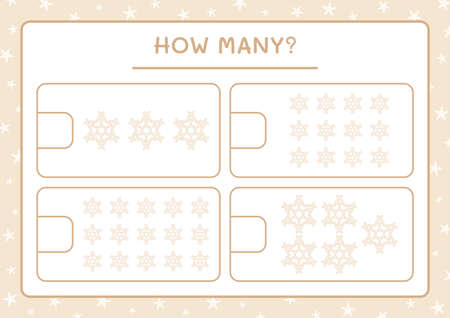How many snowflake, game for children. Vector illustration, printable worksheetのイラスト素材