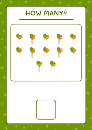How many Balloon, game for children. Vector illustration, printable worksheetのイラスト素材