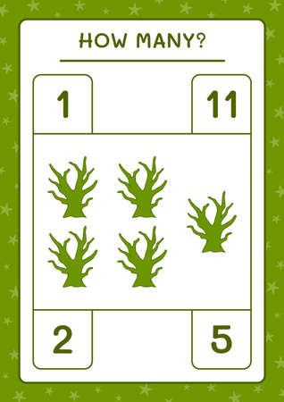 How many Dead Tree, game for children. Vector illustration, printable worksheetのイラスト素材