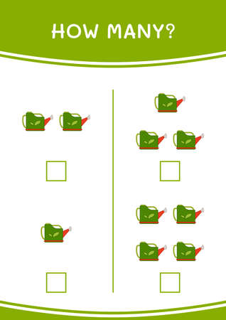 How many of Watering can, game for children. Vector illustration, printable worksheetのイラスト素材