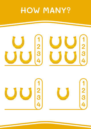 How many of Horseshoe, game for children. Vector illustration, printable worksheetのイラスト素材