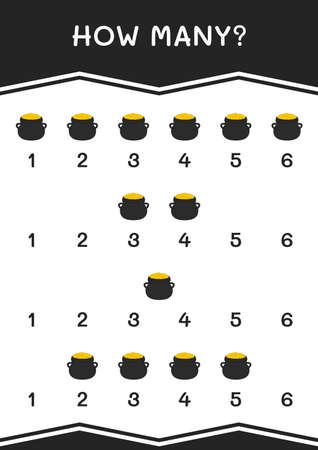 How many of Cauldron, game for children. Vector illustration, printable worksheetのイラスト素材