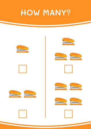 How many of Stapler, game for children. Vector illustration, printable worksheetのイラスト素材