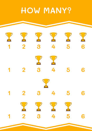 How many of Trophy, game for children. Vector illustration, printable worksheetのイラスト素材
