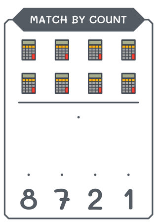 Match by count of Calculator, game for children. Vector illustration, printable worksheetのイラスト素材