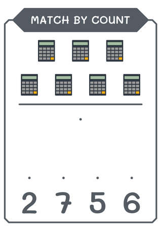 Match by count of Calculator, game for children. Vector illustration, printable worksheetのイラスト素材