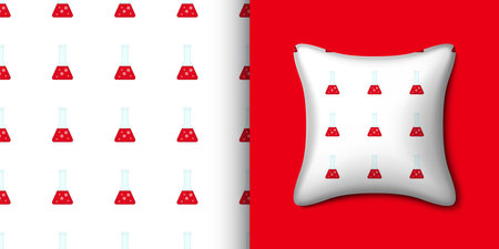 Chemistry flask seamless pattern with pillow. Vector illustrationのイラスト素材