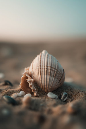 a shell on the sand on a beachの素材