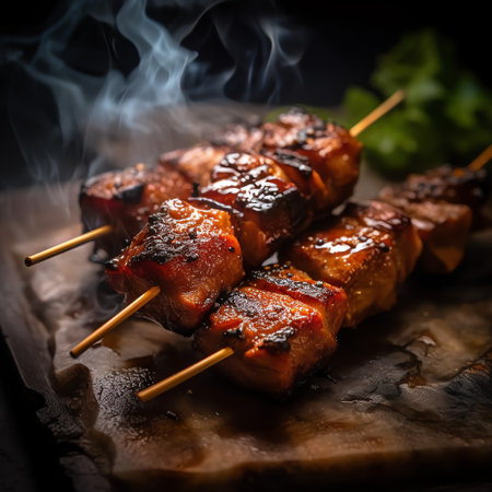 a Yakitori with blur backgroundの素材