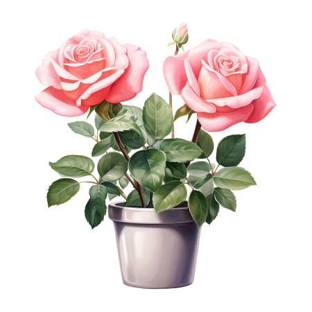 Blooming Love: Valentine Pink Rose in Pot - Beautiful Floral Charm for Heartfelt Celebrationsの素材