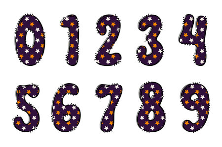 Handcrafted Trick Or Treat number color creative art typographic designのイラスト素材
