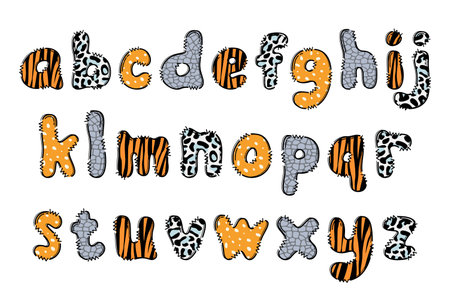 Handcrafted Zoo letters color creative art typographic designのイラスト素材