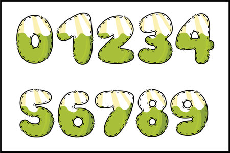 Handcrafted Hello Summer number color creative art typographic designのイラスト素材