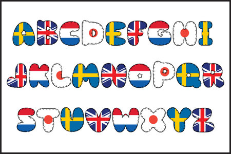 Handcrafted Nations letters color creative art typographic designのイラスト素材
