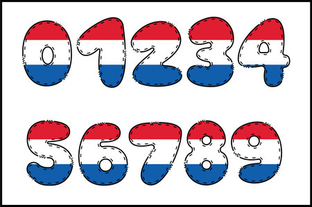 Handcrafted Nations number color creative art typographic designのイラスト素材