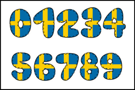 Handcrafted Nations number color creative art typographic designのイラスト素材