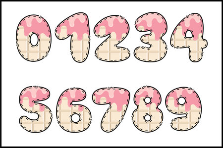 Handcrafted Melted number color creative art typographic designのイラスト素材