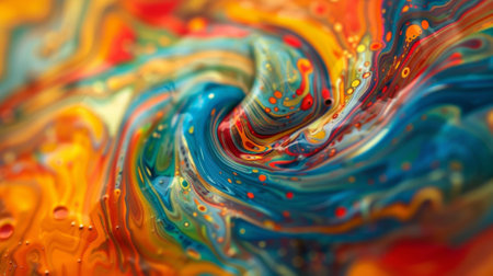 A background with vibrant colors and holographic texture displays a flowing liquid splash in various huesの素材