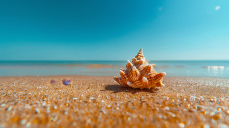 Seashells on Sunny Beach Shoreの素材