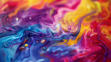 A background with vibrant colors and holographic texture displays a flowing liquid splash in various huesの素材