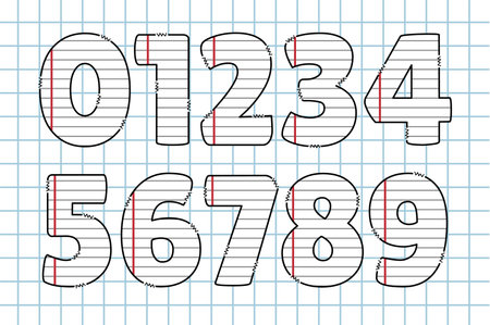 Handcrafted Paper number color creative art typographic designのイラスト素材