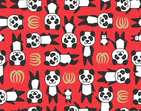panda leaf seamless pattern のイラスト素材
