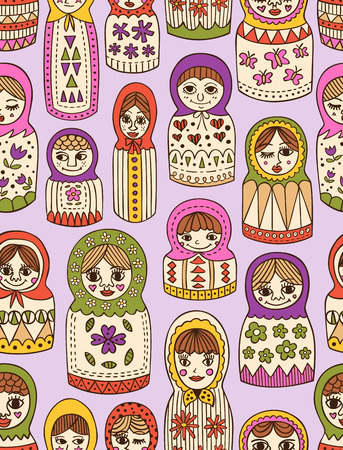 russian doll seamless pattern のイラスト素材