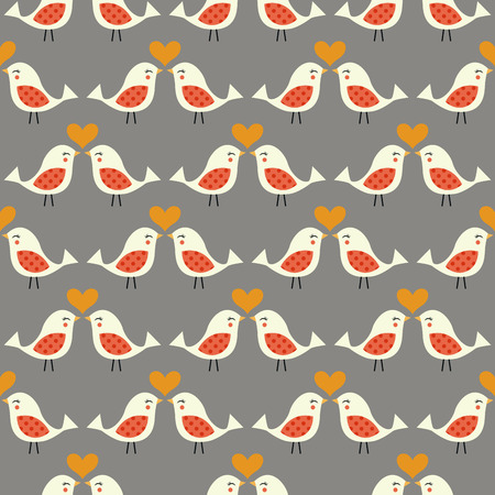 seamless birds kiss background のイラスト素材