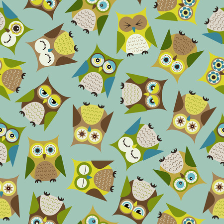 seamless owls pattern のイラスト素材