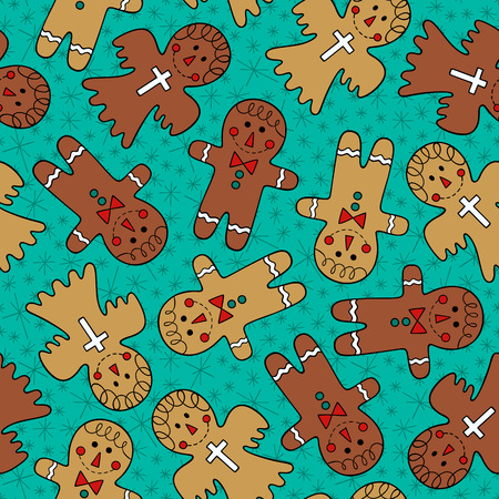 gingerbread man seamless pattern のイラスト素材