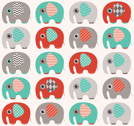 seamless elephant cartoon pattern のイラスト素材