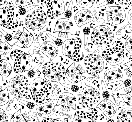 cat seamless pattern のイラスト素材