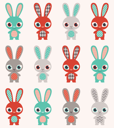 seamless rabbit cartoon pattern のイラスト素材