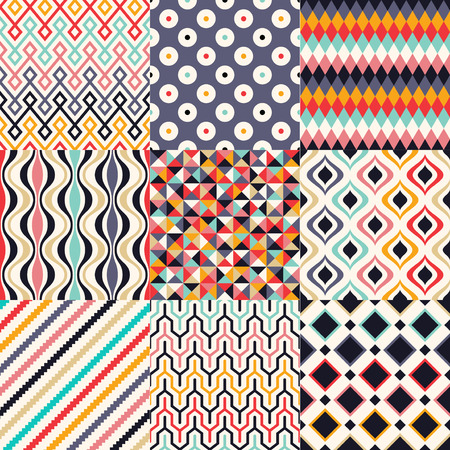seamless retro geometric patternのイラスト素材