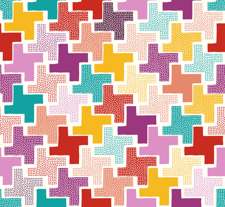 seamless multicolor geometric dots texture tiles patternのイラスト素材