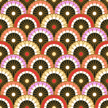 seamless japanese scallop floral patternのイラスト素材