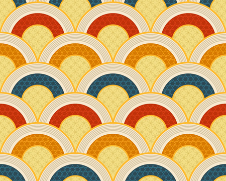 seamless japanese scallop ocean wave patternのイラスト素材