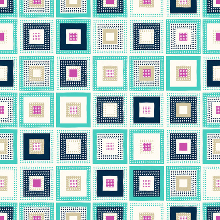 seamless doodle dots geometric square patternのイラスト素材