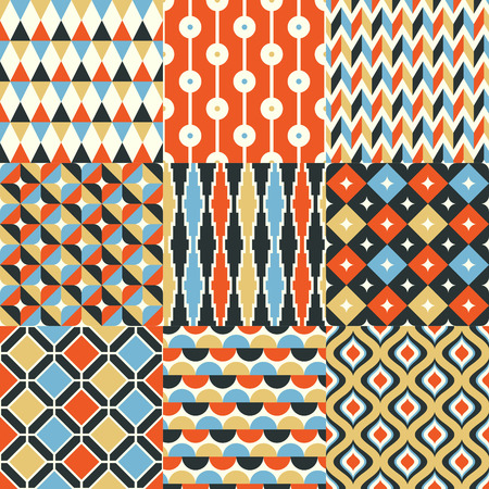 seamless retro geometric pattern setのイラスト素材