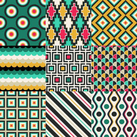seamless retro geometric pattern setのイラスト素材