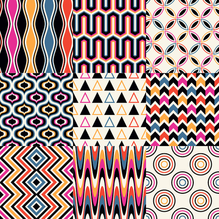 seamless retro geometric pattern setのイラスト素材