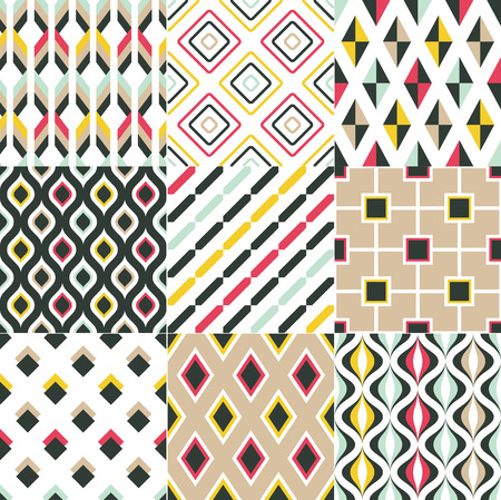 seamless retro geometric pattern setのイラスト素材
