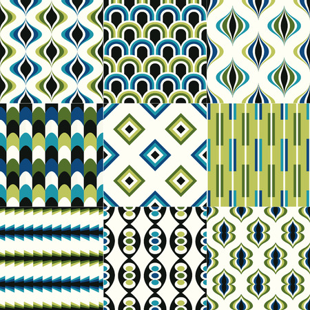 seamless retro geometric pattern setのイラスト素材